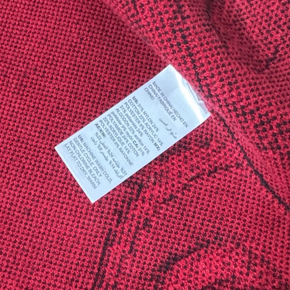 NWT Chicos Cardigan Open Front Longer Length Black Red Textured Scroll Pattern 2 - Picture 13 of 16